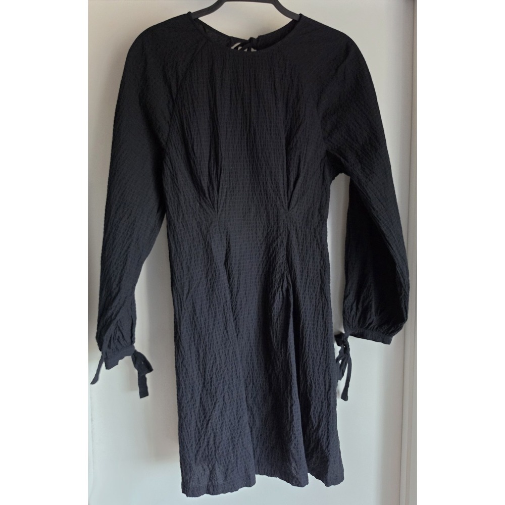 & Other Stories Black Mini Dress Size 0 Long Sleeve Round Neck Solid Bodycon
